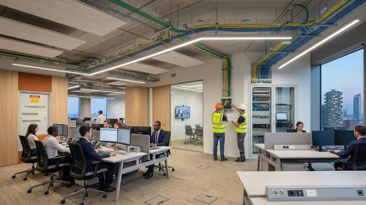 Impianto elettrico e cablaggio di rete dati professionale per uffici a Milano