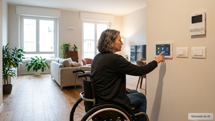 Impianto elettrico e domotica per casa accessibile con comandi ad altezza ergonomica per persone con ridotta mobilità.
